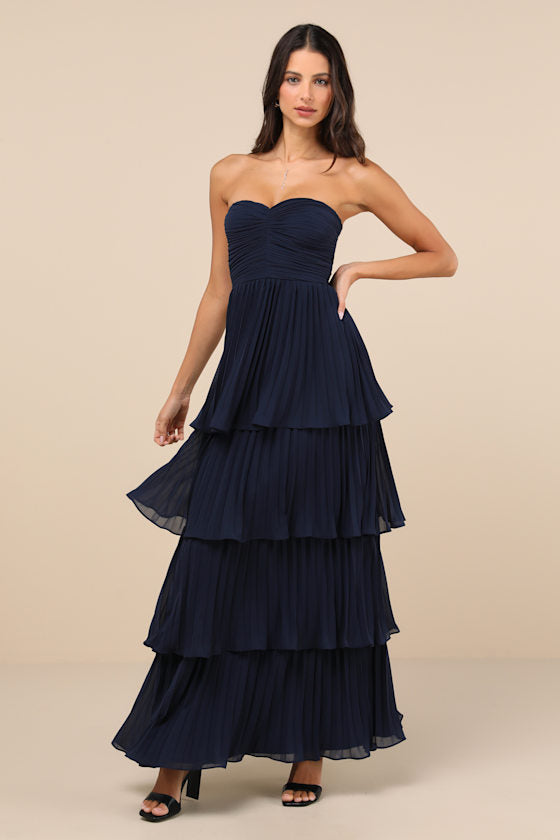 Seriously Sensational Light Blue Strapless Tiered Maxi Dress