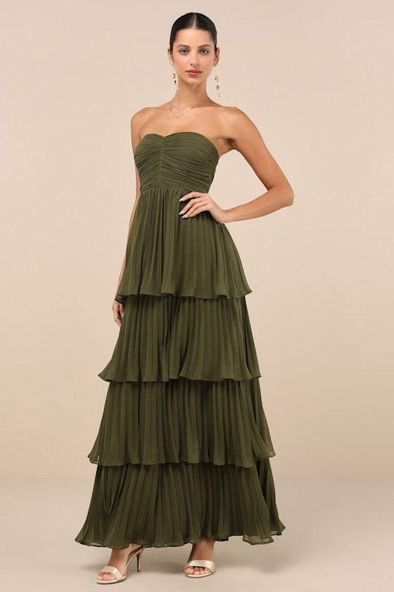Seriously Sensational Light Blue Strapless Tiered Maxi Dress