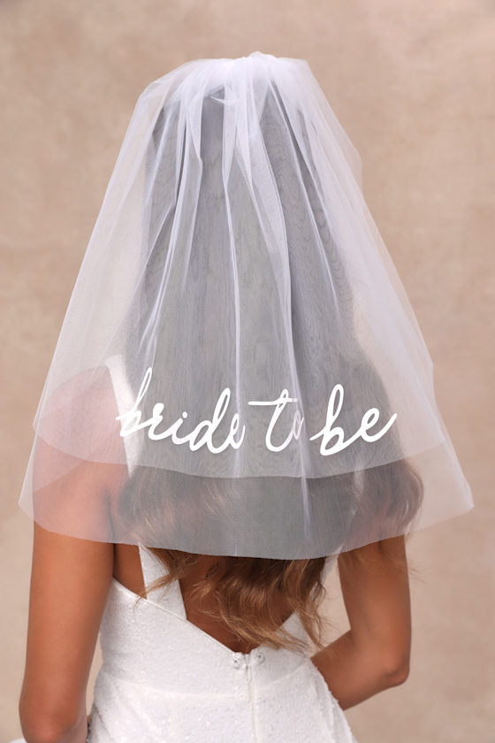 Bride to Be White Tulle Layered Short Veil