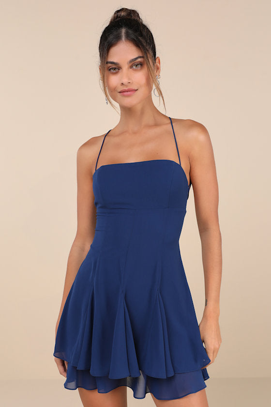 Perfected Sweetness Brown Pleated Tiered Mini Dress