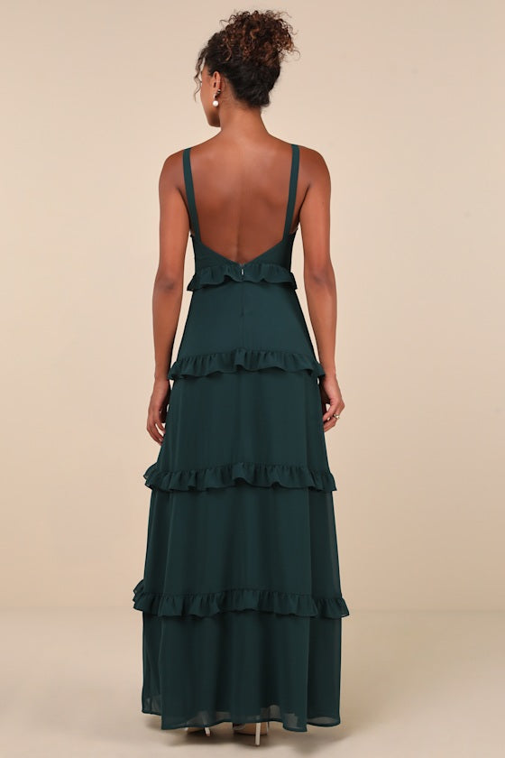 Sincerely Poised Plum Purple Backless Bustier Tiered Maxi Dress