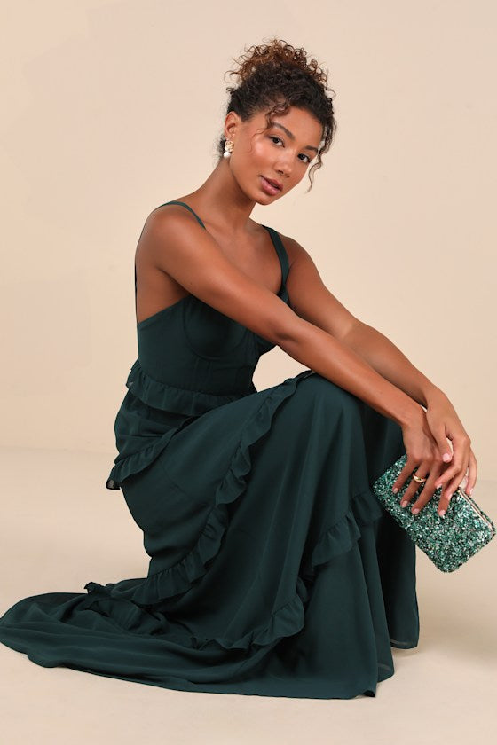Sincerely Poised Plum Purple Backless Bustier Tiered Maxi Dress