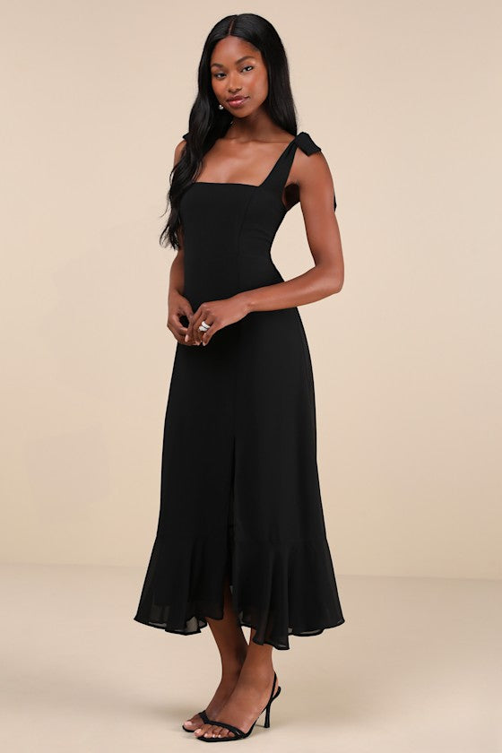Summer Invite White and Blue Toile Tie-Strap Tiered Midi Dress