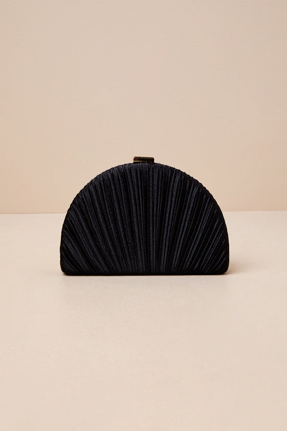 Pleat Perfection Champagne Satin Pleated Hard Clutch