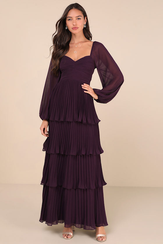 Impactful Elegance Black Tiered Balloon Sleeve Maxi Dress