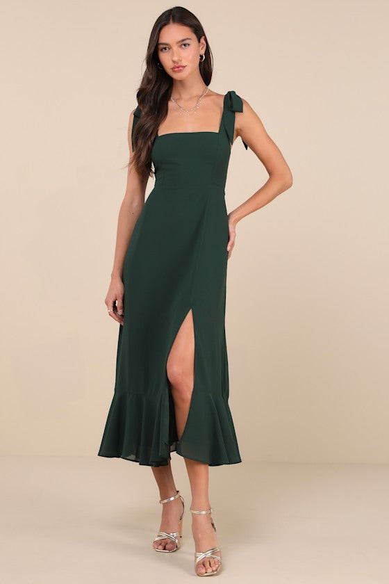Summer Invite Royal Blue Tie-Strap Tiered Midi Dress