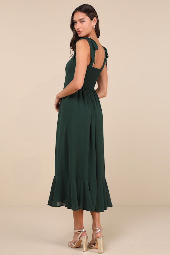 Summer Invite White and Blue Toile Tie-Strap Tiered Midi Dress