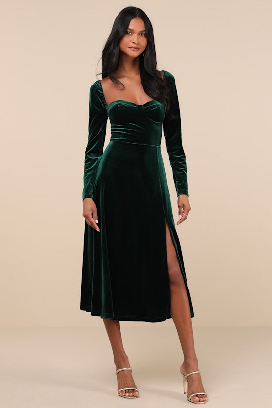 Precious Impression Burgundy Velvet Bustier Midi Dress