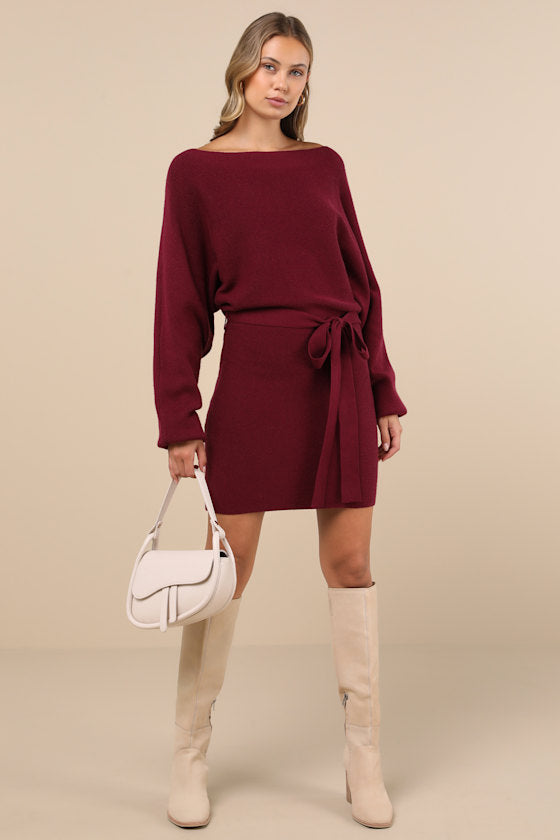 Modern Comfort Ivory Dolman Sleeve Mini Sweater Dress