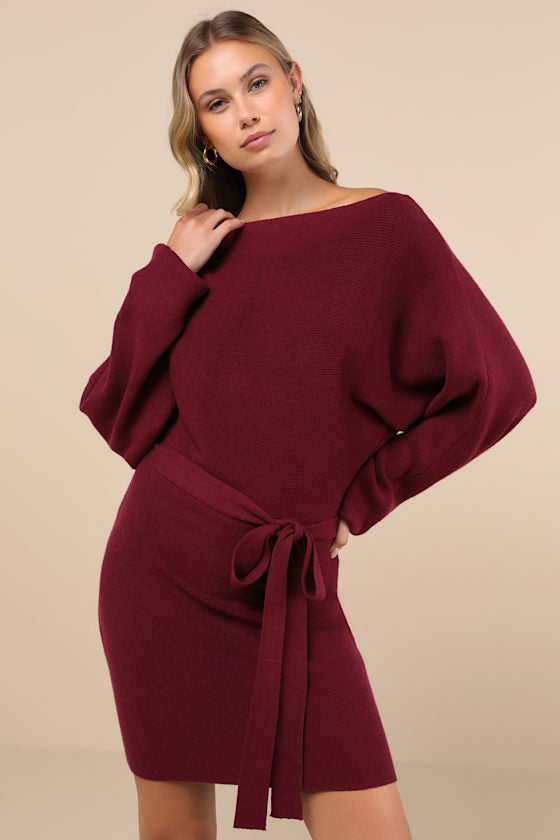 Modern Comfort Ivory Dolman Sleeve Mini Sweater Dress