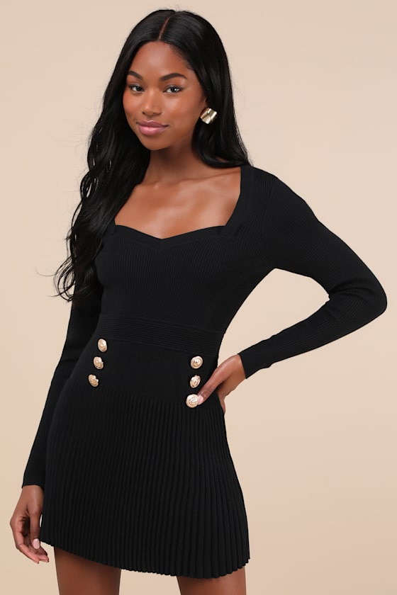 Chicest Crush Ivory Ribbed Long Sleeve Mini Sweater Dress