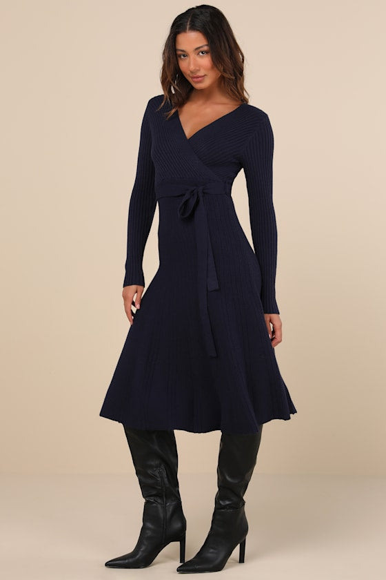 Warm Emotions Emerald Green Skater Midi Sweater Dress