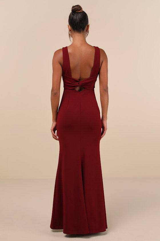 Love In Your Eyes Black Knotted Mermaid Maxi Dress