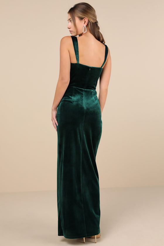 Pristine Luxury Dark Mauve Velvet Bustier Maxi Dress
