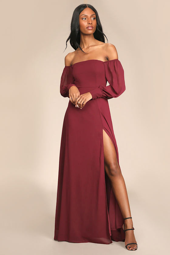 Feel the Romance Emerald Green Off-the-Shoulder Maxi Dress