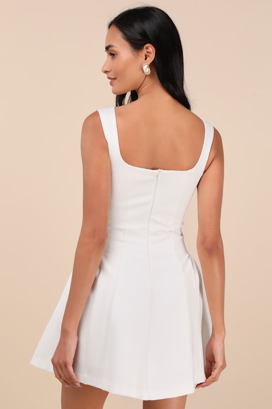 Roetta Red Orange Sleeveless Pleated Mini Dress