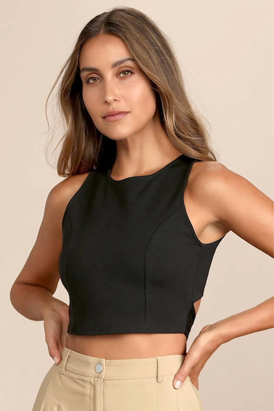 Let's Tie It Rust Orange Tie-Back Cropped Tank Top