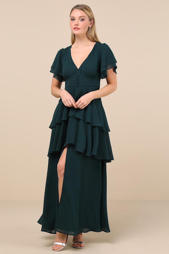 Midnight Mood Pink Floral Print Tiered Maxi Dress