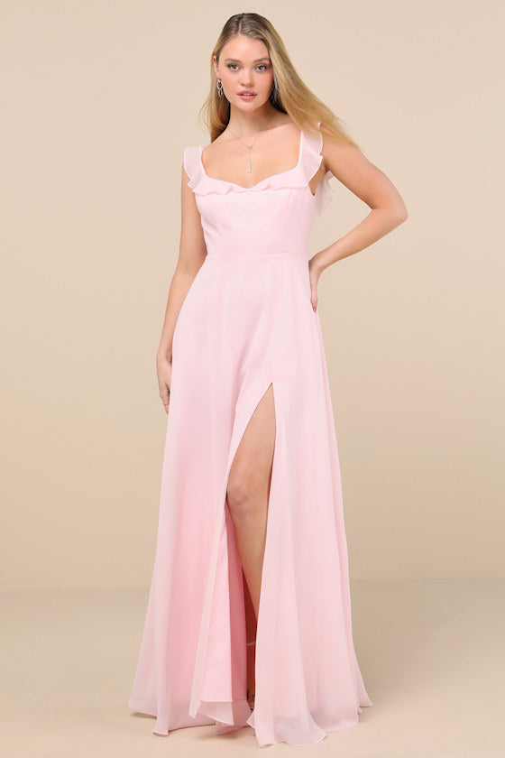 Dreamy Admiration Black Ruffled Maxi Dress