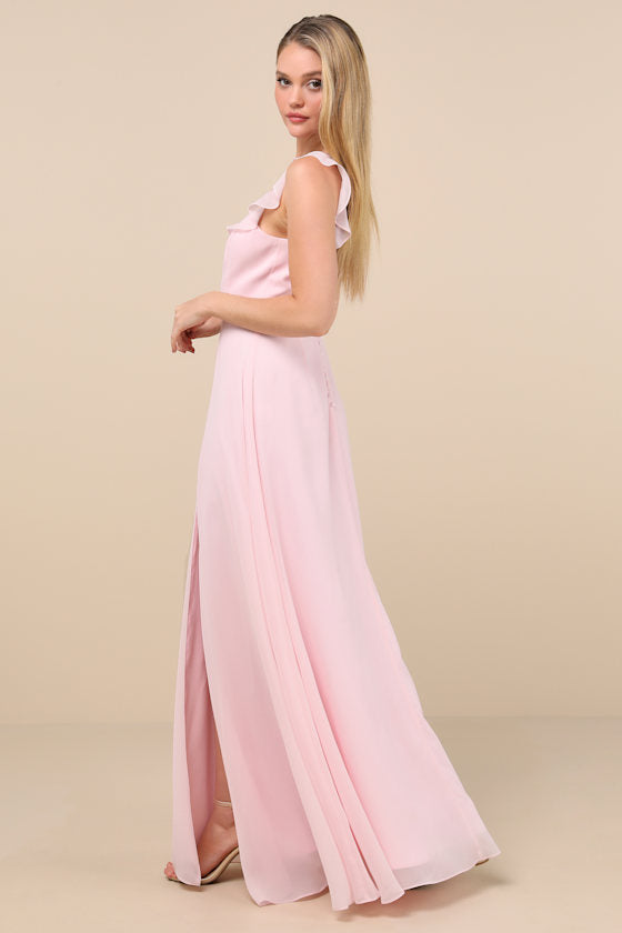 Dreamy Admiration Black Ruffled Maxi Dress