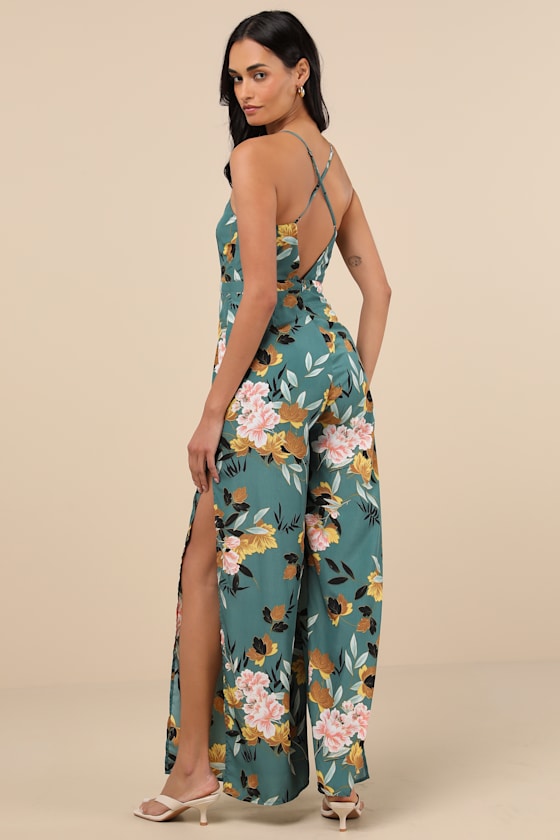 Beautiful Blooms Black Floral Print Wide-Leg Jumpsuit