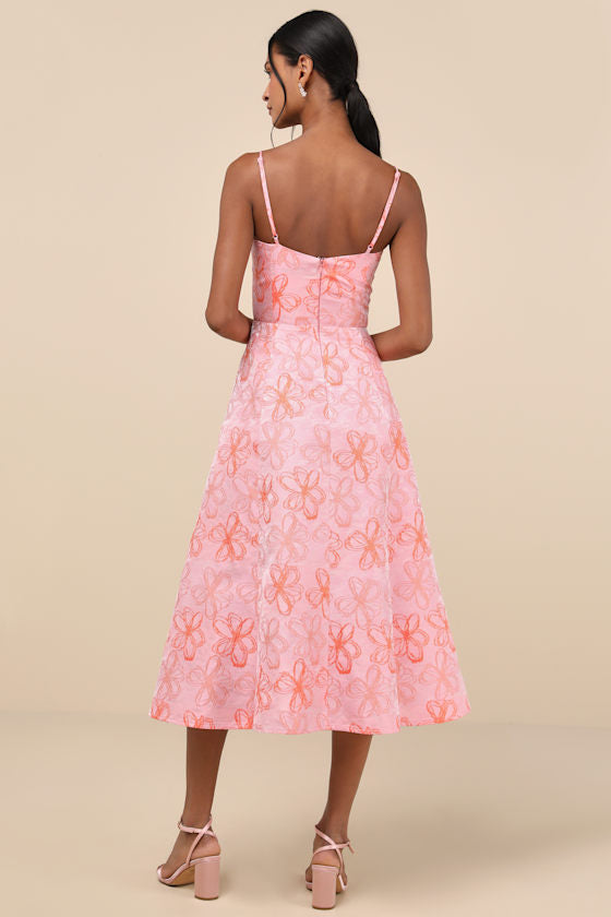 Meet for Tea White Jacquard Bustier Midi Dress With Pockets