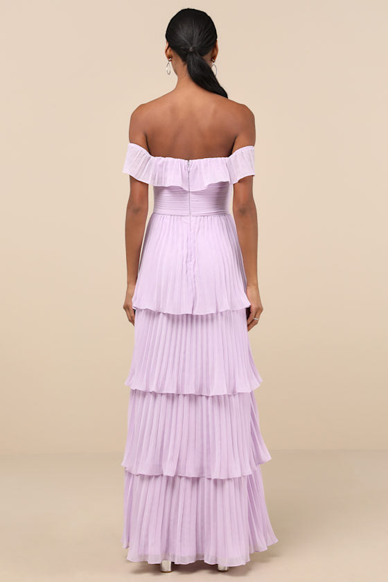 Always Remarkable Pink Pleated Off-the-Shoulder Maxi Dress