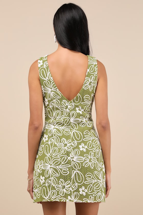 Fenicia Light Pink Abstract Floral Embroidered Mini Dress