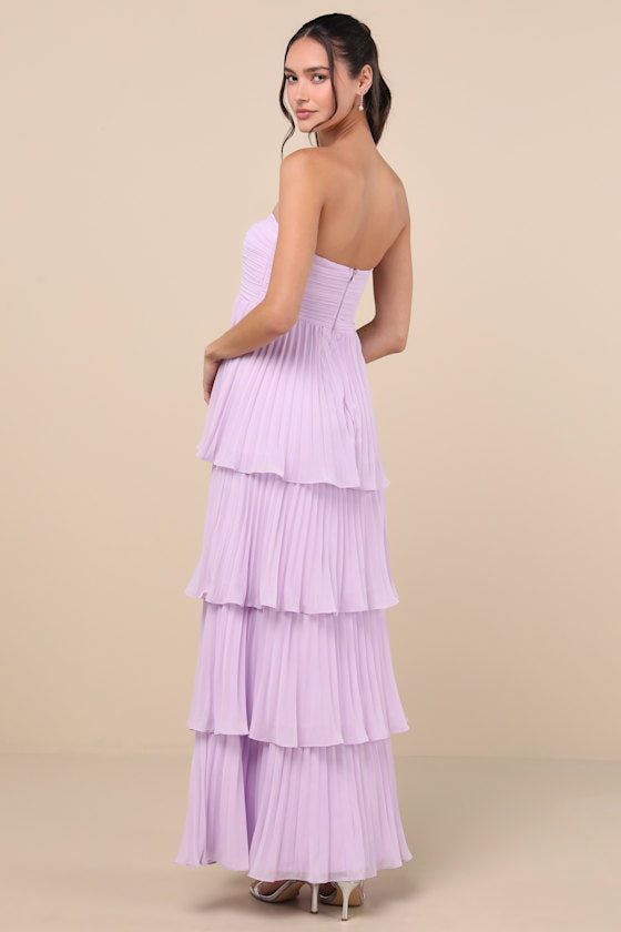 Seriously Sensational Olive Green Strapless Tiered Maxi Dress
