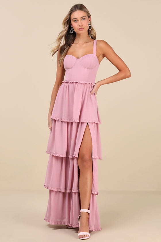 Sophisticated Occasion Navy Blue Bustier Lace-Up Maxi Dress