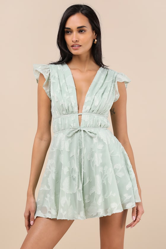 All About The Flowers White Burnout Floral Ruffled Romper