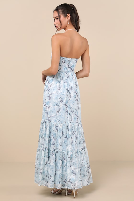 Special Moment Pink Floral Strapless Bustier Maxi Dress