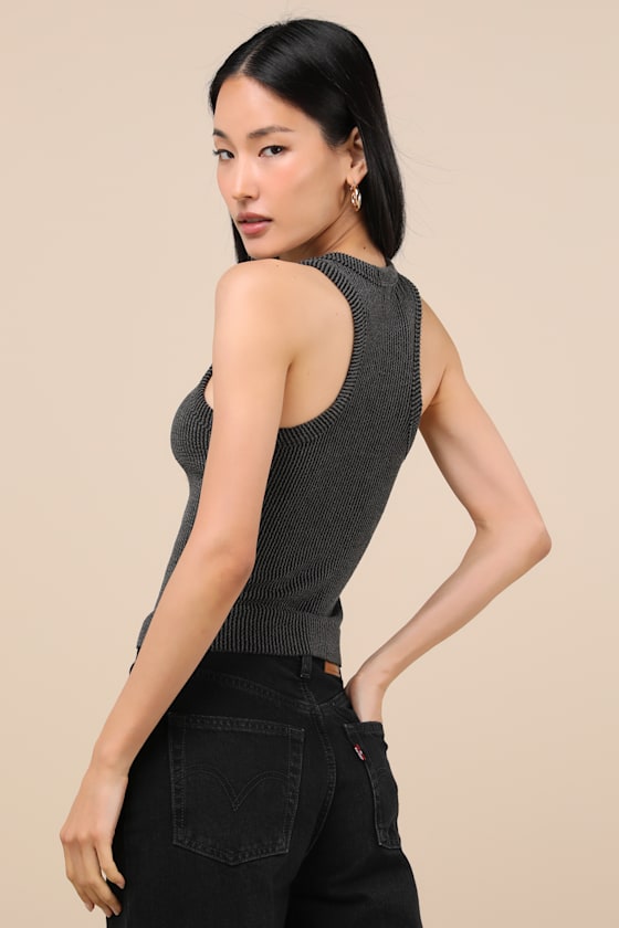 Essential Update Slate Blue Ribbed Tank Top