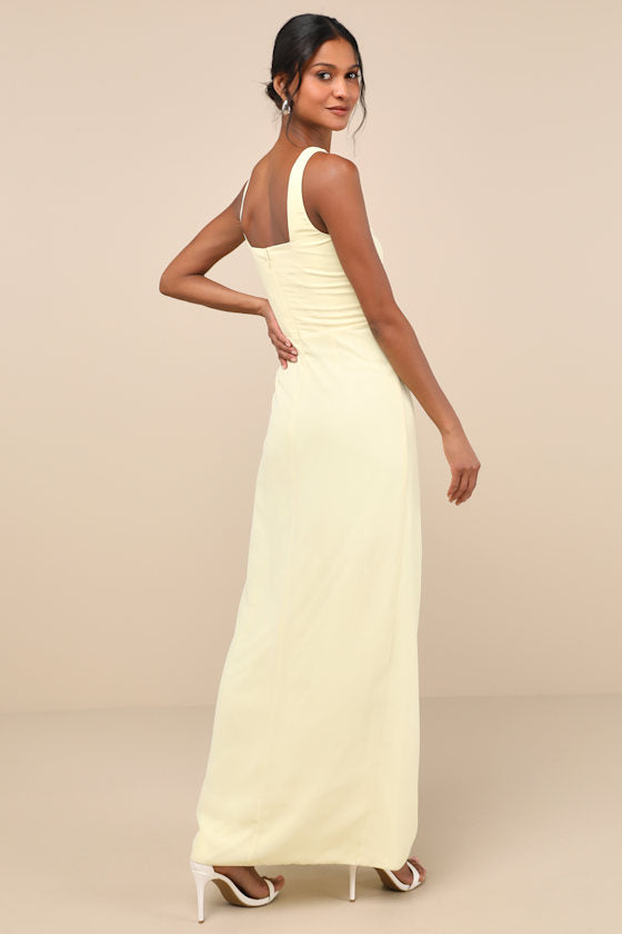 Glamorous Disposition Lavender Ruched Maxi Dress