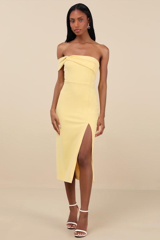 Twist and Make Up Black One-Shoulder Bodycon Midi Dress