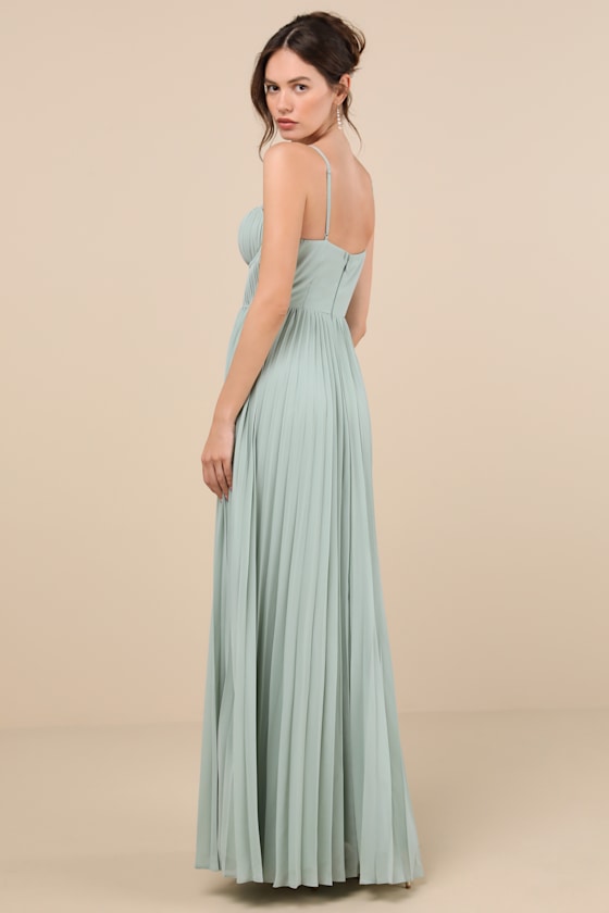 Admirable Elegance Plum Pleated Bustier Maxi Dress