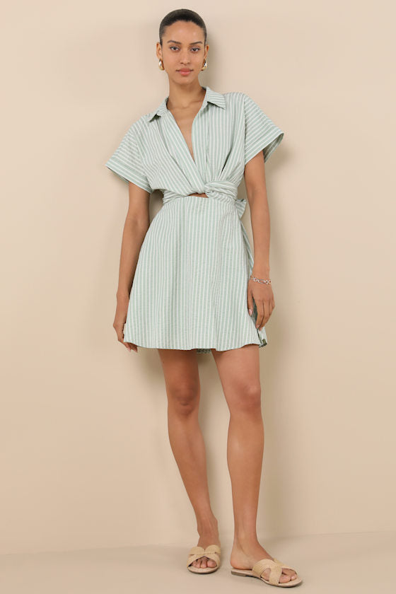 Breeze By Navy Blue Tie-Back Mini Dress With Pockets