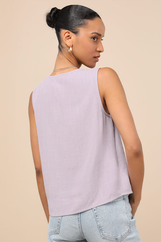 Casually Sophisticated Blue Linen Button-Front Top