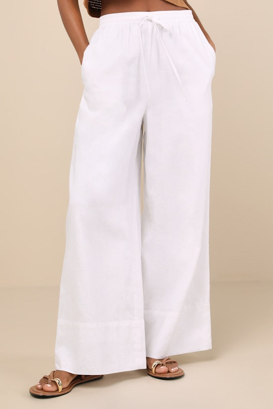 Brisa Beige Cuffed Wide-Leg Pants