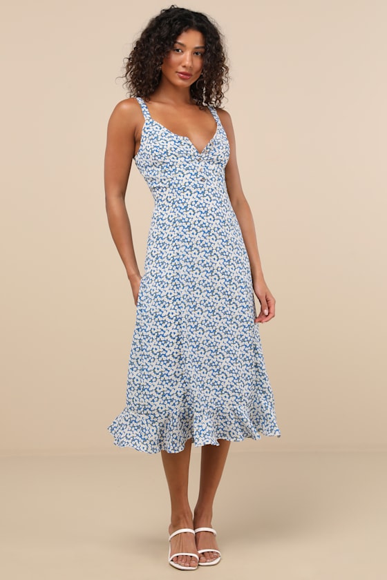 Darling Daisies Green Floral Print Midi Dress