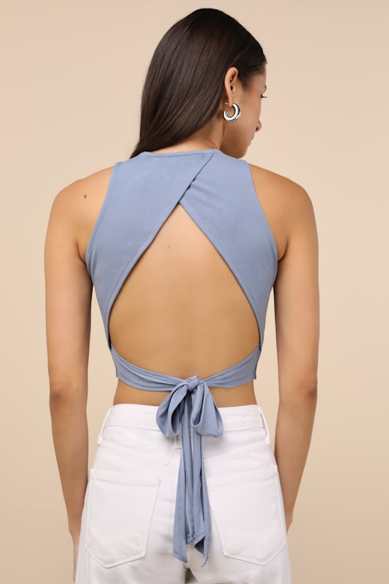 Let's Tie It Rust Orange Tie-Back Cropped Tank Top