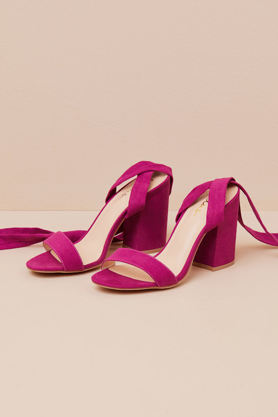Alta Orchid Suede Lace-Up Heels