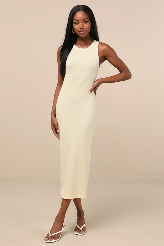 Majorly Trendy Green Ribbed Bodycon Midi Dress