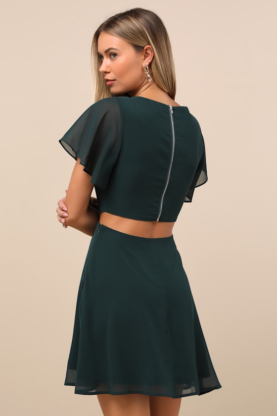 Blissful Love Blue Cutout Mini Skater Dress