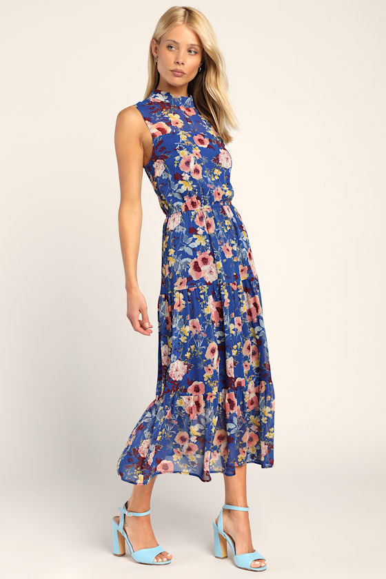 In My Dreams Ivory Multi Floral Print Midi Dress