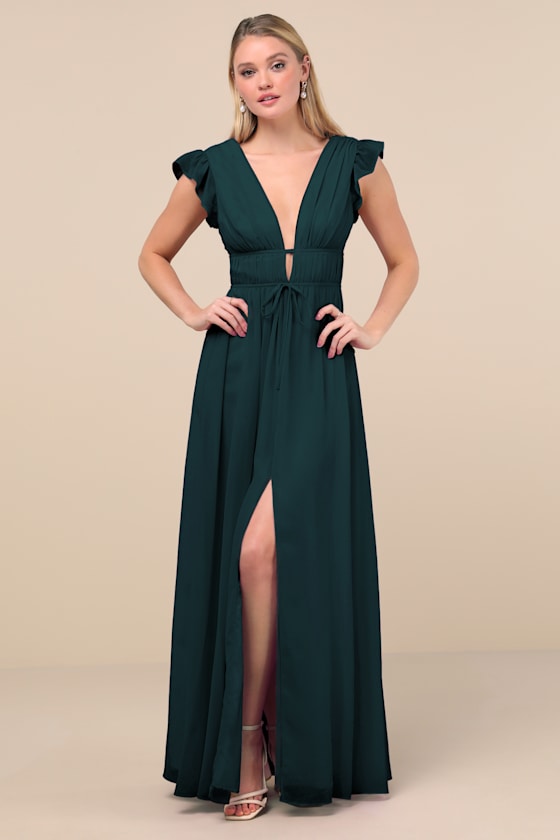 I'm All Yours Black Ruffled Maxi Dress