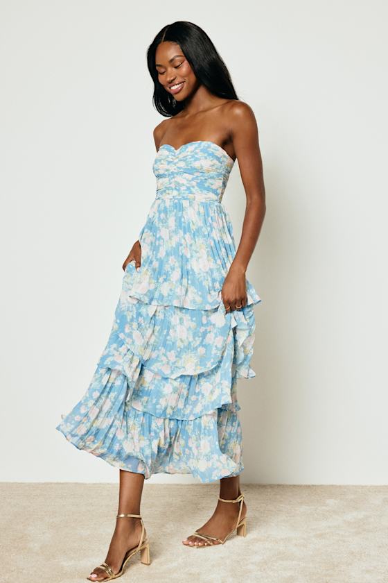 Seriously Sensational Sage Brush Strapless Tiered Maxi Dress