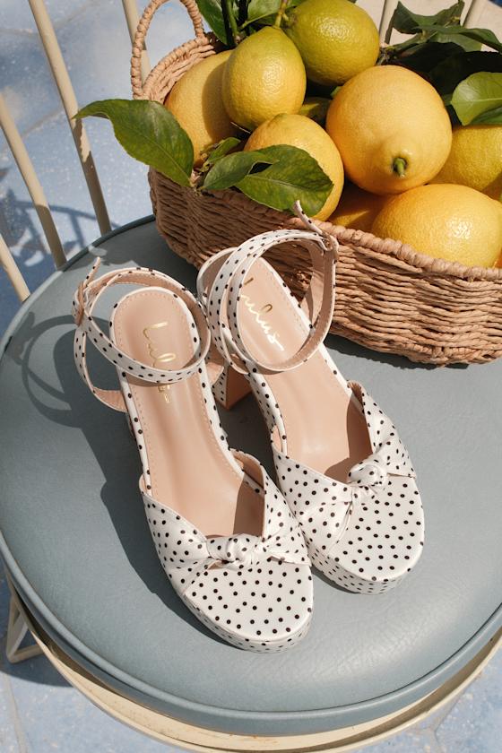 Rosamond White Polka Dot Knotted Platform High Heel Sandals