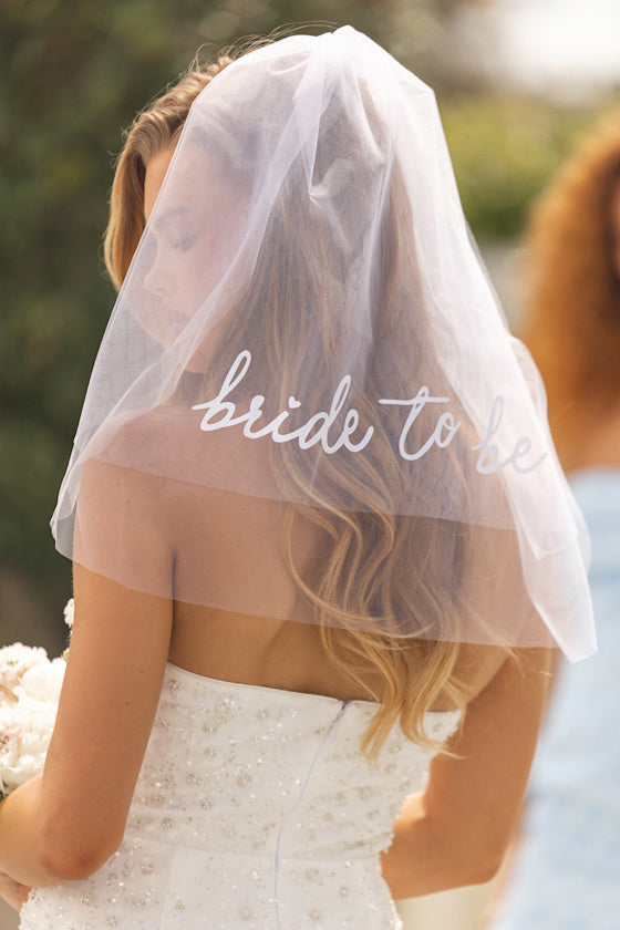 Bride to Be White Tulle Layered Short Veil