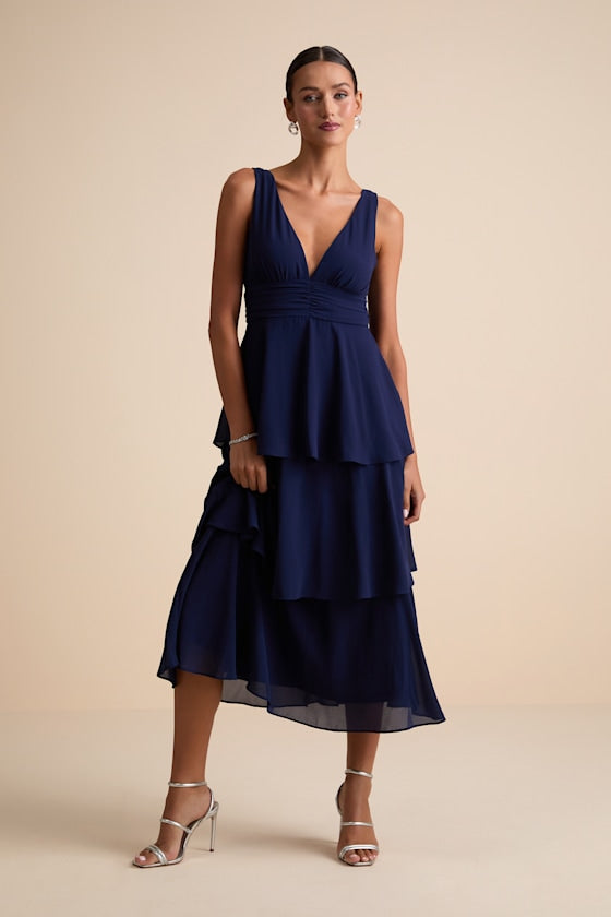 Celebration Time Emerald Green Sleeveless Tiered Midi Dress
